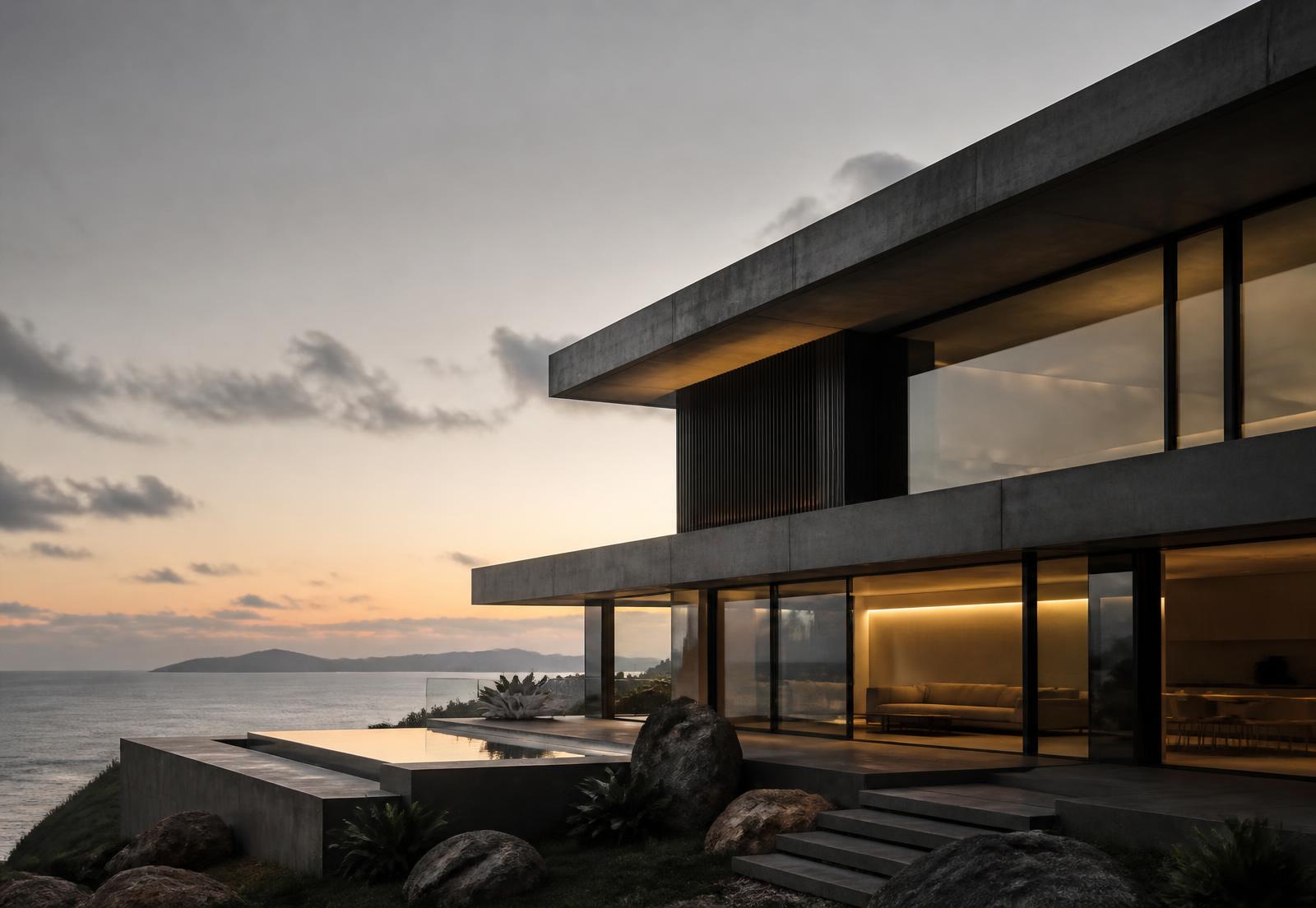 Arquitetura contemporânea à beira-mar no litoral gaúcho